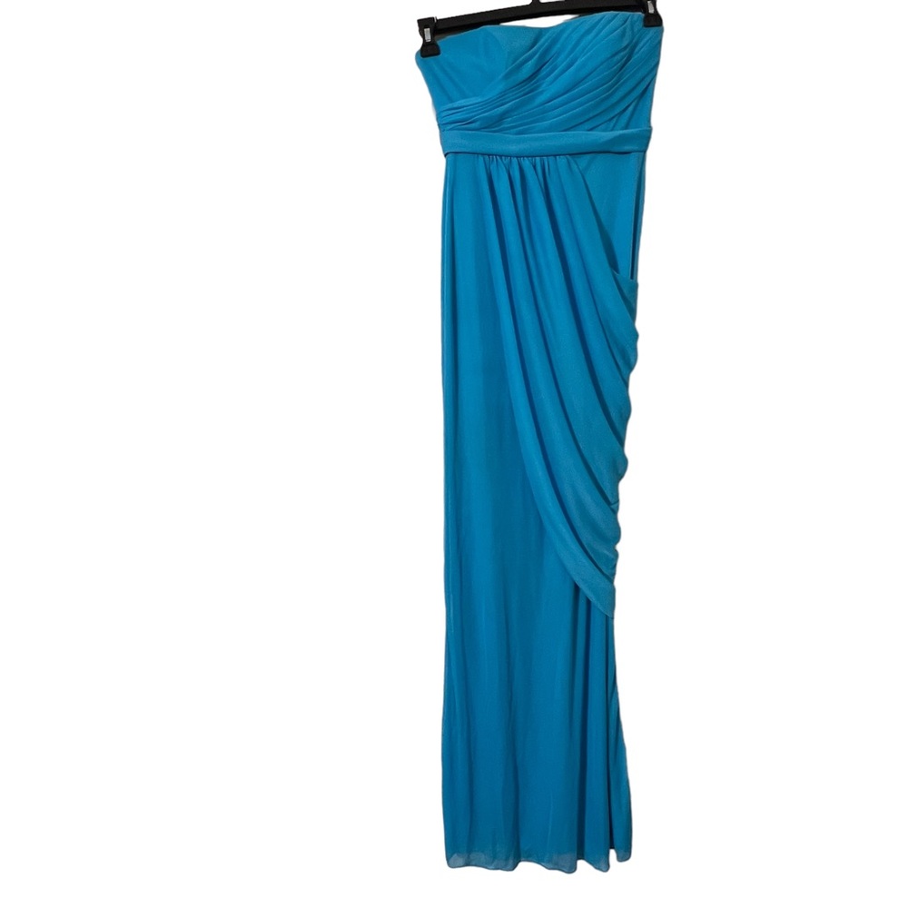 David’s Bridal dress turquoise strapless formal prom bridesmaid size 0 - Picture 7 of 11